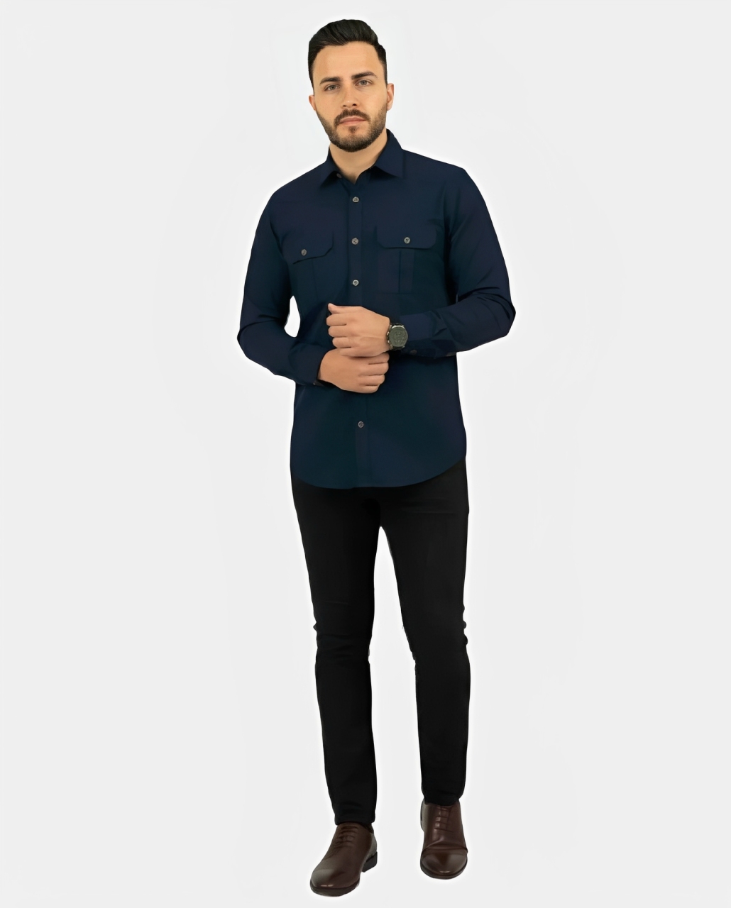 پیراهن کتان مردانه یاشیل – سرمه ای